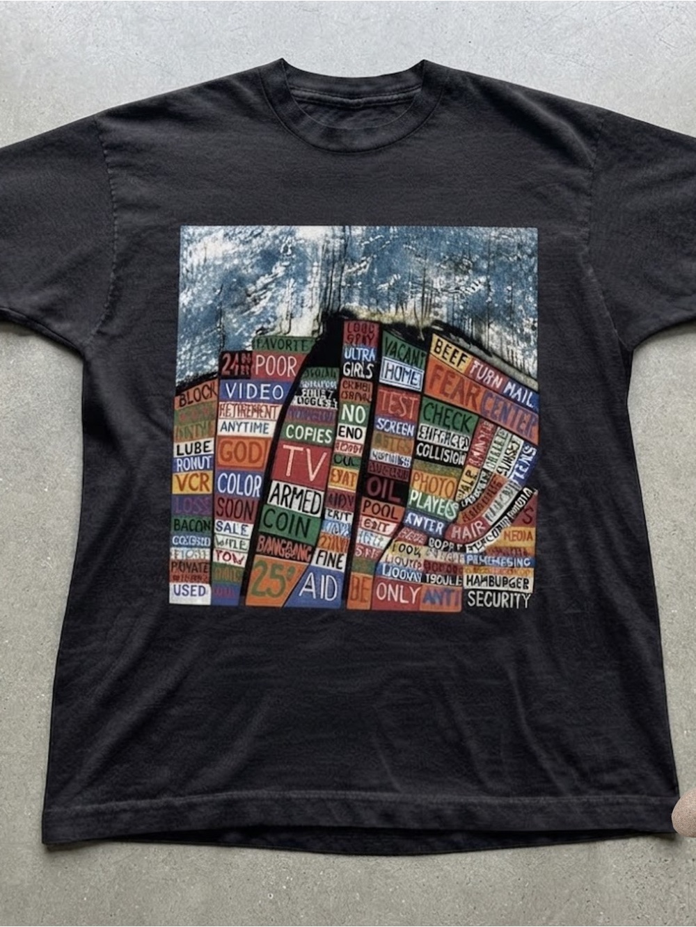 Modern Art Word Collage Graphic Black Casual Crewneck Gildan T-Shirt